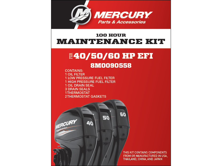 Wartungskit 100h Mercury F35, F40, F50, F60 EFI auch SeaPro & Jet, 8M0090558 (8M0232733)
