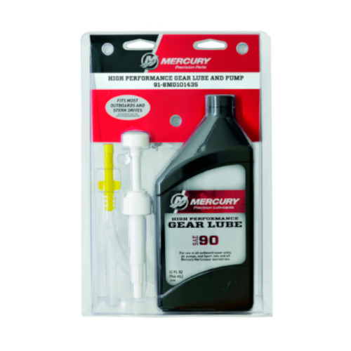Mercury SAE90 Getriebeöl mit Getriebeölpumpe, Marine Motoröl, 1l Flasche, 8M0207032, 8M0050053