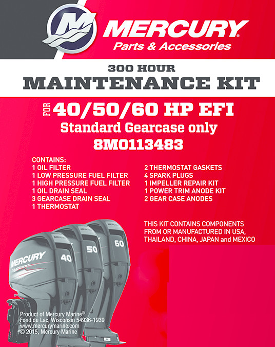 Wartungskit 300h Mercury F35, F40, F50, F60 EFI auch SeaPro & Jet, 8M0113483